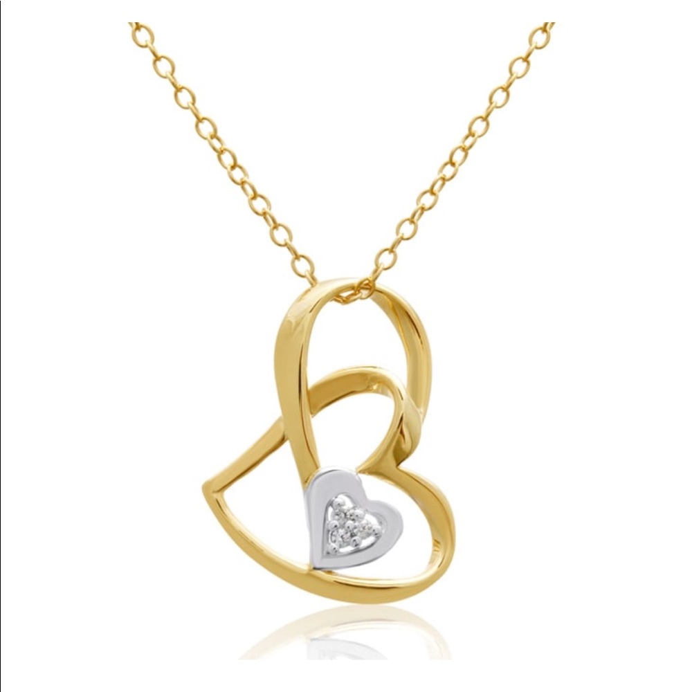 14K Diamond Floating Heart Necklace Valentine